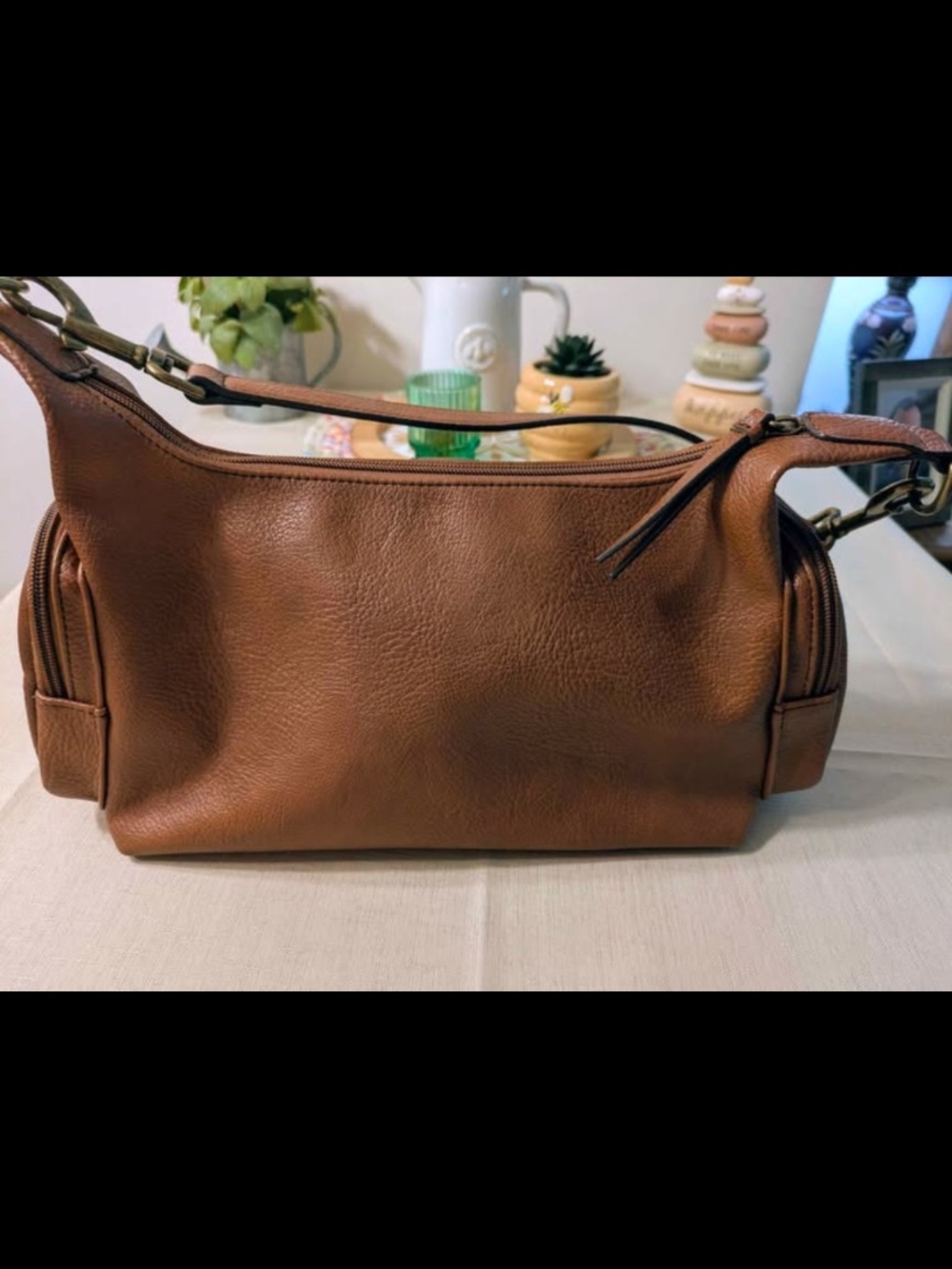 a.n.a Brown Faux Leather Handbag With Buckle - Picture 2 of 9
